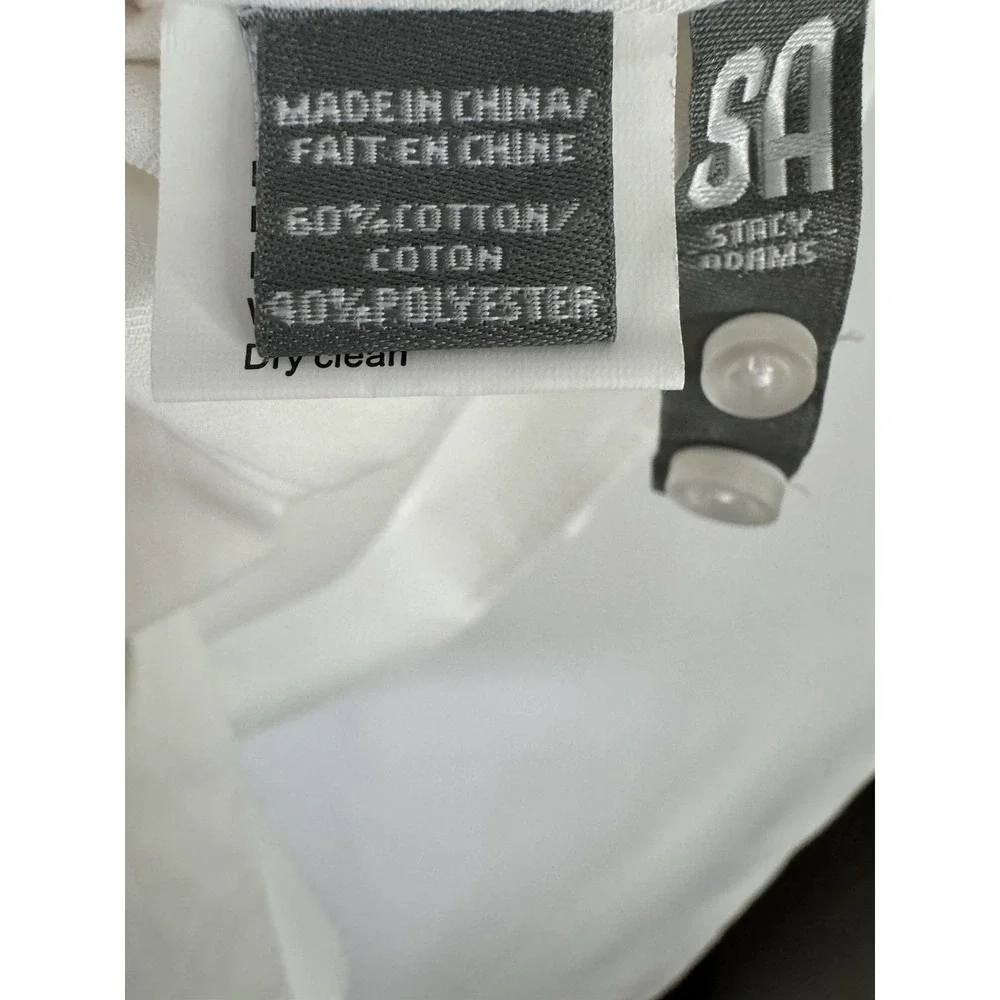 NWT Stacy Adams Classic Fit Dress Shirt White Med Cotton Blend Formal Button Up‎